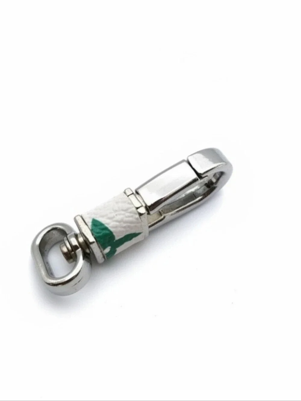 New Upcycled Custom Keyholder Louis Vuitton Leather Flower Keychain Silver